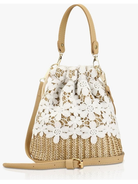 Handbags - Bamboo Handbag, Beach Purse Bag Half Moon Bag, Straw Lace